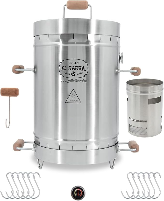 Medium Steel Grill 30LBS Premium Vertical Barrel Charcoal Grill Smoker