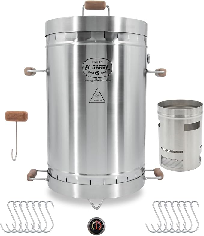Large Steel Grill 45lb - Premium Vertical Barrel Charcoal Grill Smoker