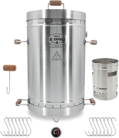 Large Steel Grill 45lb - Premium Vertical Barrel Charcoal Grill Smoker