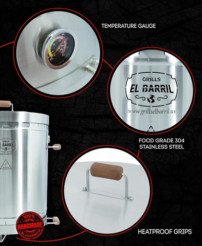 Extra large Steel Grill  60LBS Premium Vertical Barrel Charcoal Grill Smoker