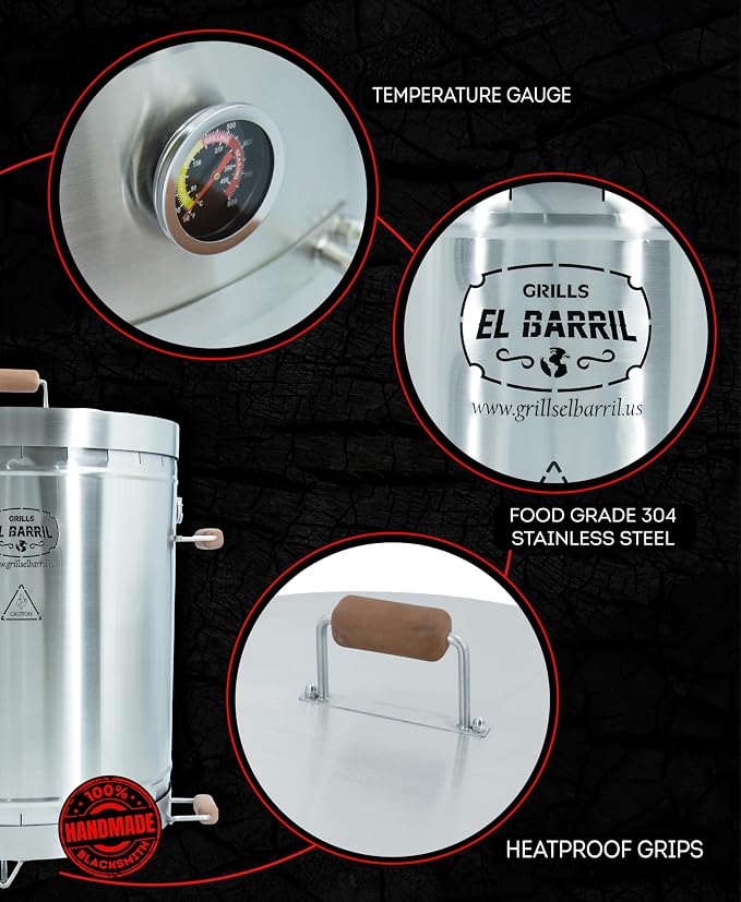 Extra large Steel Grill  60LBS Premium Vertical Barrel Charcoal Grill Smoker