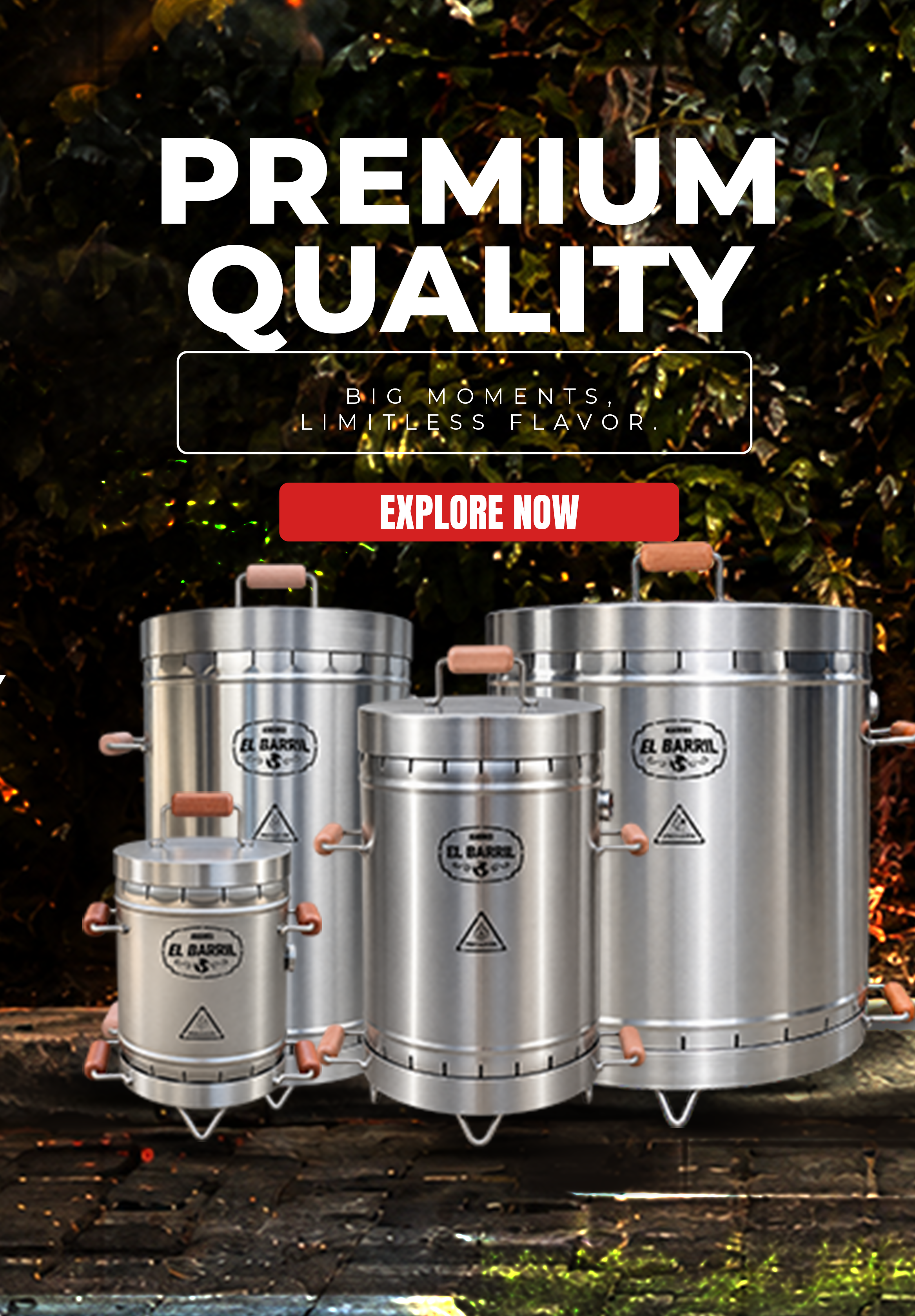 Steel Grill 30LBS - 45LB - 60LB Premium Vertical Barrel Charcoal Grill Smoker