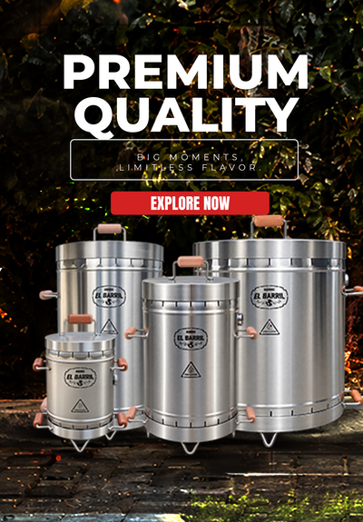 Steel Grill 30LBS - 45LB - 60LB Premium Vertical Barrel Charcoal Grill Smoker
